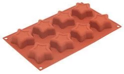 Silikomart Bakvorm 8 Sterren ø 7 Cm Silicone Bruin