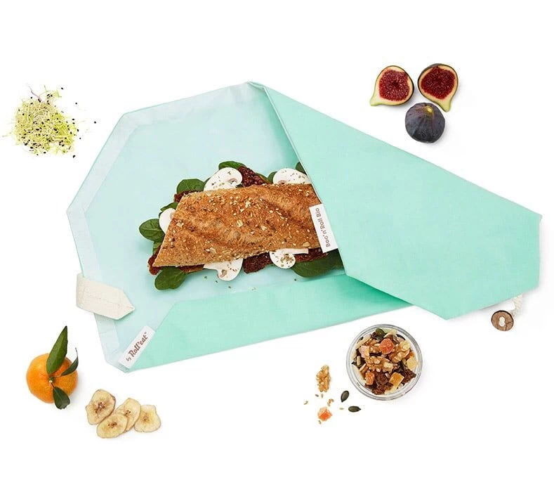 By Roll'eat Boc'n'Roll Bio Herbruikbaar Boterhamzakje 45 X 32 Cm Katoen Groen - Afbeelding 2