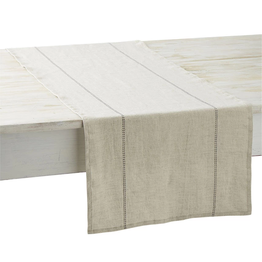 Charvet RYTHMO Tafelloper 150 X 45 Cm Linnen Beige/zwart