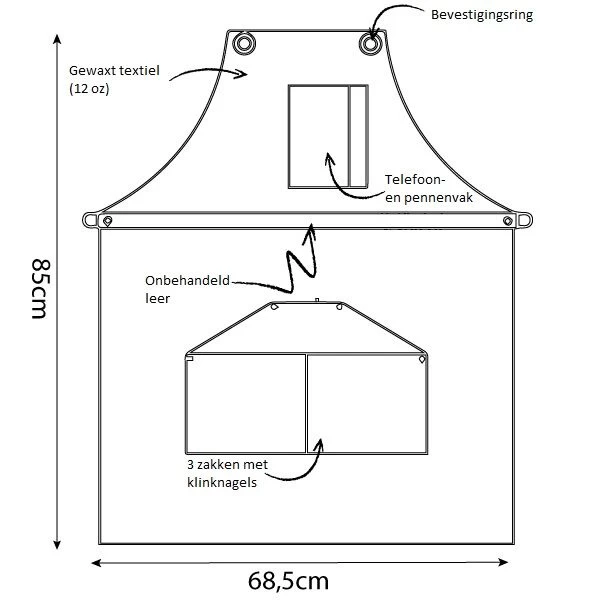 Alaskan Maker N°281 Schort 85 X 68,5 Cm Katoen Leer Fern Green - Afbeelding 3
