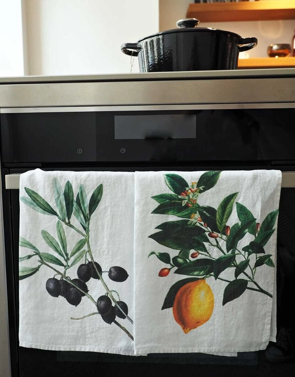 Oldenhof Olives & Lemon Handdoek 42 X 60 Cm Linnen 2 Stuks - Afbeelding 2