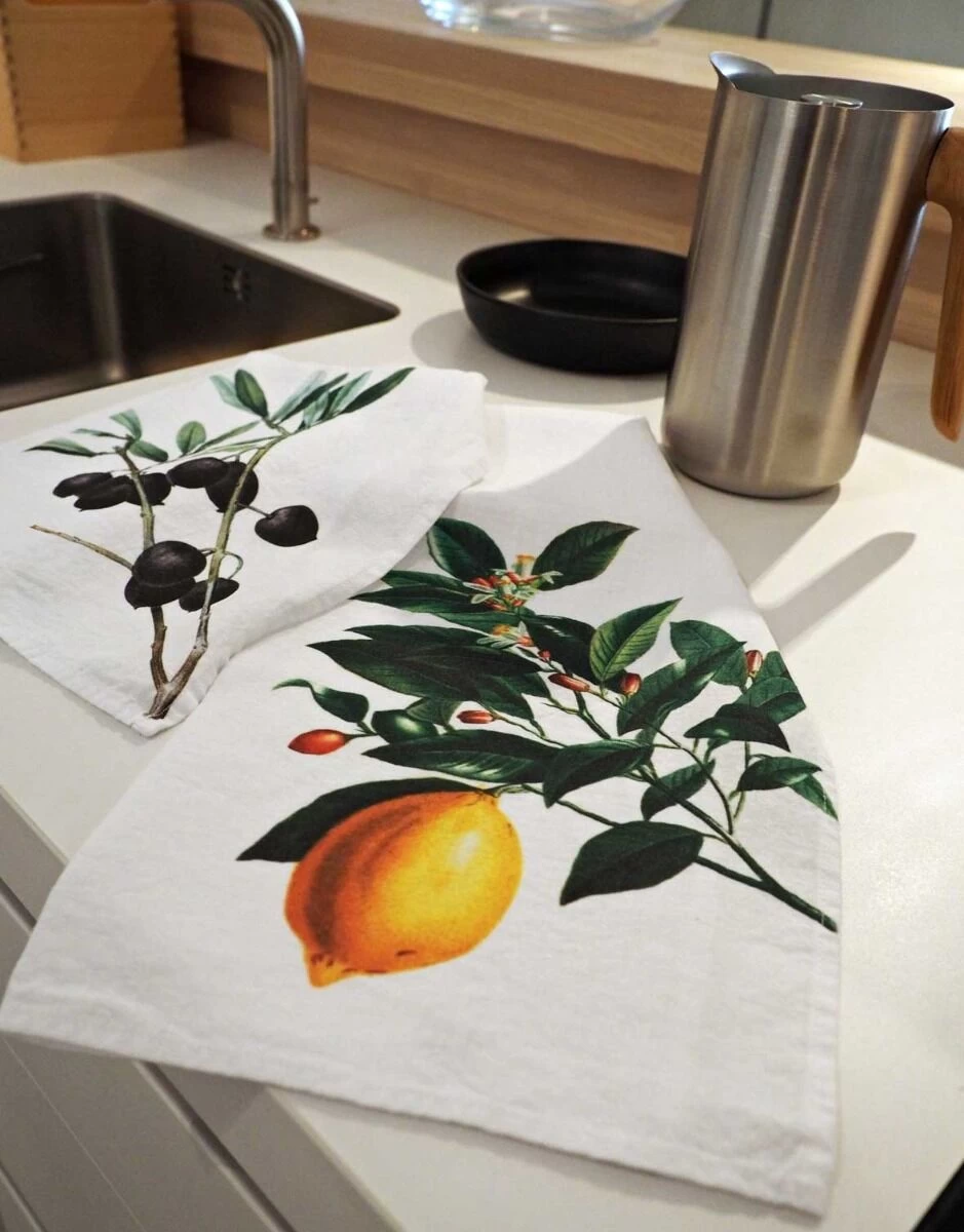 Oldenhof Olives & Lemon Handdoek 42 X 60 Cm Linnen 2 Stuks - Afbeelding 3