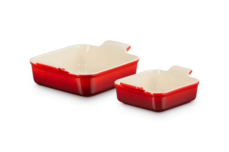 Le Creuset Ovenschalenset Aardewerk Kersrood 2-delig - Afbeelding 2