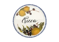 Oldenhof Pizzabord Met Citroenen En Olijven Ø 33 Cm Aardewerk Wit