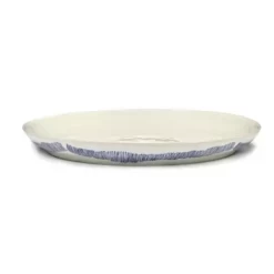Serax Feast By Ottolenghi Serveerschaal M ø 34 Cm H 4 Cm Aardewerk White + Swirl Stripes Blue