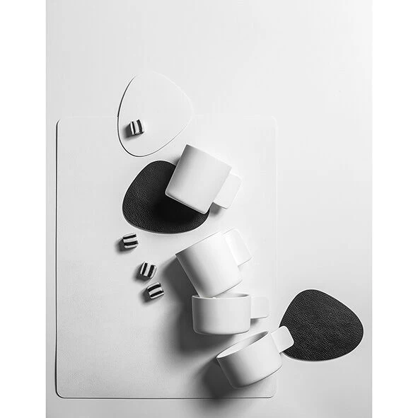 Finesse Skin Natur Pebble Placemat 40 X 46 Cm Leer Icy Grey - Afbeelding 2