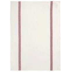 Charvet DRAPEAU Theedoek 55 X 75 Cm Linnen Wit Met Rood/blauw Streep