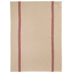 Charvet DRAPEAU Theedoek 55 X 75 Cm Linnen Beige Met Rood/blauw Streep